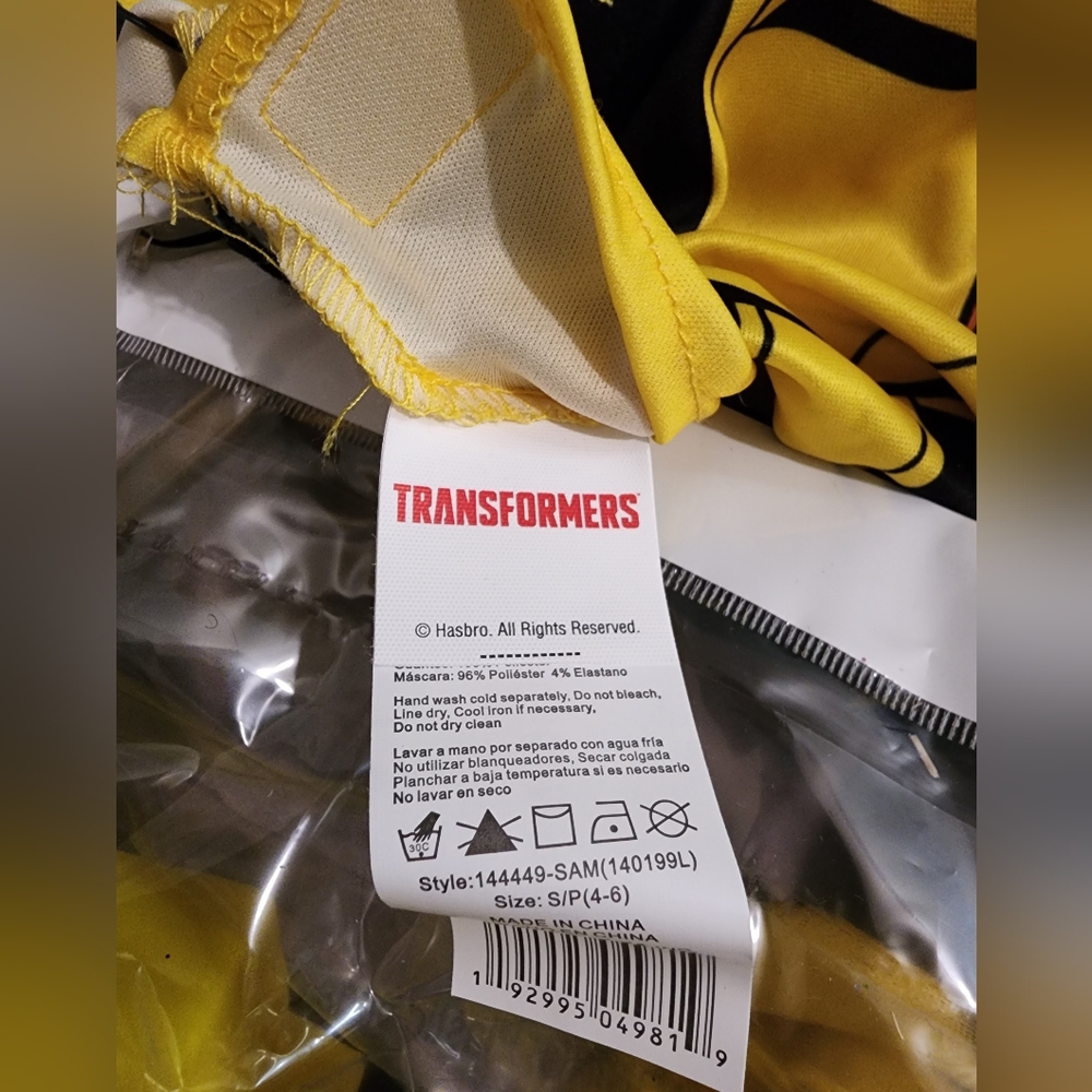 NWT Size Small (4-6) Transformers Bumblebee Kids Costume - Picture 7 of 7